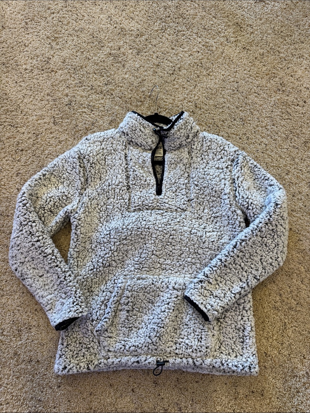 PINK Sherpa Quarter-Zip Pullover Sweater - Light Gray
